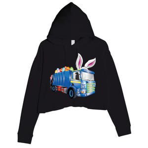 Easter Egg Garbage Truck Funny Gift Easter Bunny Basket Gift Crop Fleece Hoodie