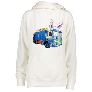 Easter Egg Garbage Truck Funny Gift Easter Bunny Basket Gift Womens Funnel Neck Pullover Hood