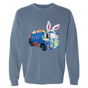 Easter Egg Garbage Truck Funny Gift Easter Bunny Basket Gift Garment-Dyed Sweatshirt