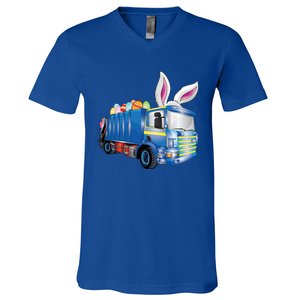 Easter Egg Garbage Truck Funny Gift Easter Bunny Basket Gift V-Neck T-Shirt