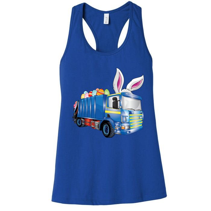 Easter Egg Garbage Truck Funny Gift Easter Bunny Basket Gift Women's Racerback Tank