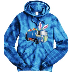 Easter Egg Garbage Truck Funny Gift Easter Bunny Basket Gift Tie Dye Hoodie