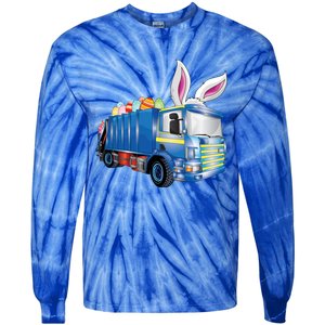 Easter Egg Garbage Truck Funny Gift Easter Bunny Basket Gift Tie-Dye Long Sleeve Shirt