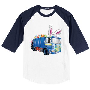 Easter Egg Garbage Truck Funny Gift Easter Bunny Basket Gift Baseball Sleeve Shirt