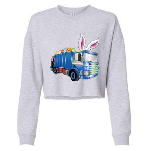 Easter Egg Garbage Truck Funny Gift Easter Bunny Basket Gift Cropped Pullover Crew