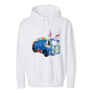 Easter Egg Garbage Truck Funny Gift Easter Bunny Basket Gift Garment-Dyed Fleece Hoodie