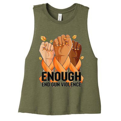 Enough End Gun Violence Awareness Day Wear Orange Women's Racerback Cropped Tank