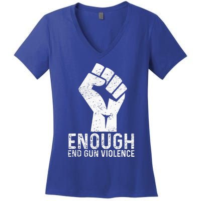 Enough End Gun Violence No Gun Awareness Day Wear Orange Women's V-Neck T-Shirt