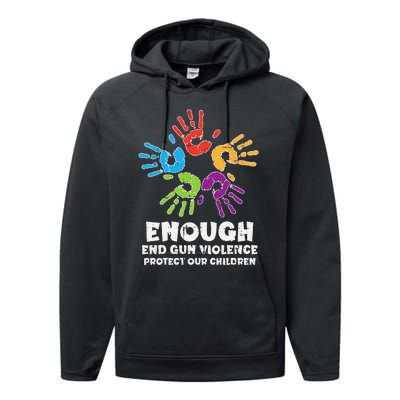 Enough End Gun Violence Protect Our Children Orange Mom Dad Performance Fleece Hoodie