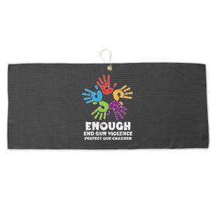 Enough End Gun Violence Protect Our Children Orange Mom Dad Large Microfiber Waffle Golf Towel