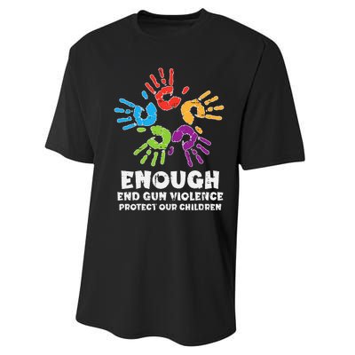 Enough End Gun Violence Protect Our Children Orange Mom Dad Performance Sprint T-Shirt