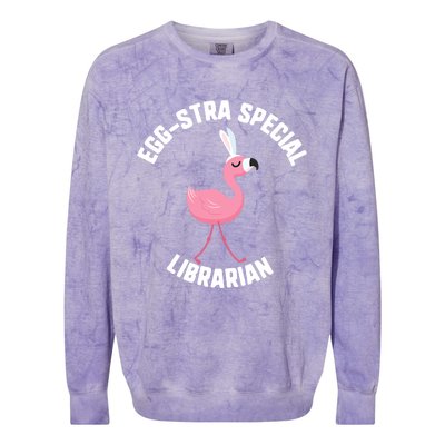 Easter Eggcute Giftstra Special Librarian Flamingo Gift Colorblast Crewneck Sweatshirt