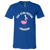 Easter Eggcute Giftstra Special Librarian Flamingo Gift V-Neck T-Shirt