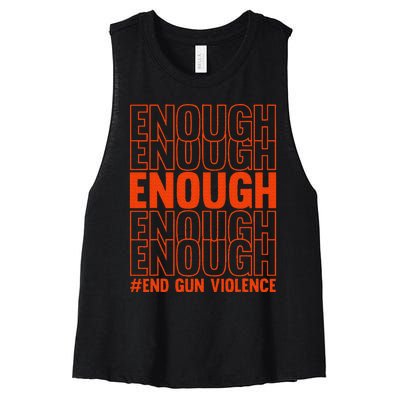 Enough End Gun Violence Protect Our Children Orange Mom Dad Women's Racerback Cropped Tank