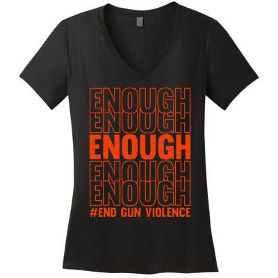 Enough End Gun Violence Protect Our Children Orange Mom Dad Women's V-Neck T-Shirt