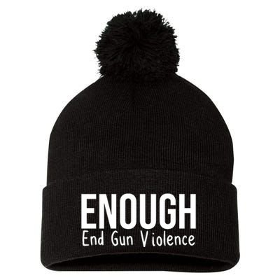 Enough End Gun Violence No More Guns Pom Pom 12in Knit Beanie