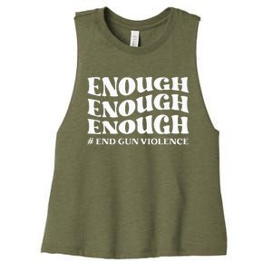 Enough End Gun Violence Awareness Day Groovy Wear Orange Women's Racerback Cropped Tank