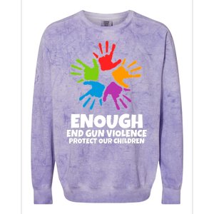 Enough End Gun Violence Protect Our Children Handprint Colorblast Crewneck Sweatshirt