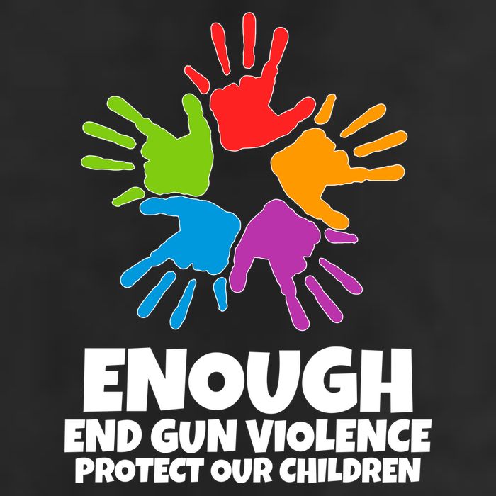 Enough End Gun Violence Protect Our Children Handprint 7 Panel Mesh Trucker Snapback Hat