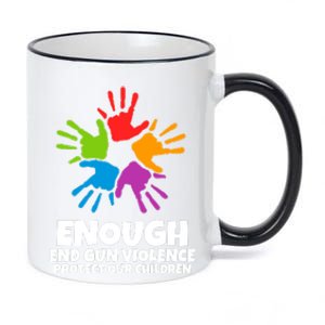 Enough End Gun Violence Protect Our Children Handprint 11oz Black Color Changing Mug