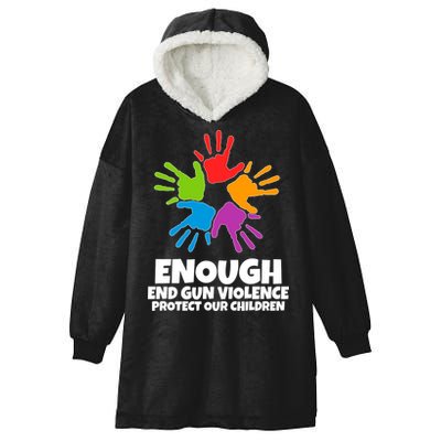 Enough End Gun Violence Protect Our Children Handprint Hooded Wearable Blanket