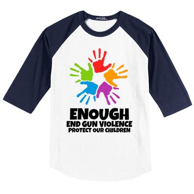 Enough End Gun Violence Protect Our Children Handprint Baseball Sleeve Shirt