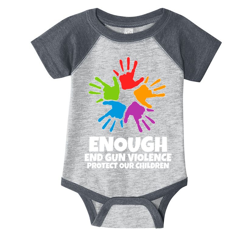 Enough End Gun Violence Protect Our Children Handprint Infant Baby Jersey Bodysuit