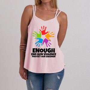 Enough End Gun Violence Protect Our Children Handprint Women's Strappy Tank