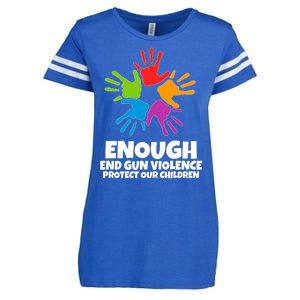 Enough End Gun Violence Protect Our Children Handprint Enza Ladies Jersey Football T-Shirt