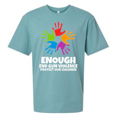 Enough End Gun Violence Protect Our Children Handprint Sueded Cloud Jersey T-Shirt