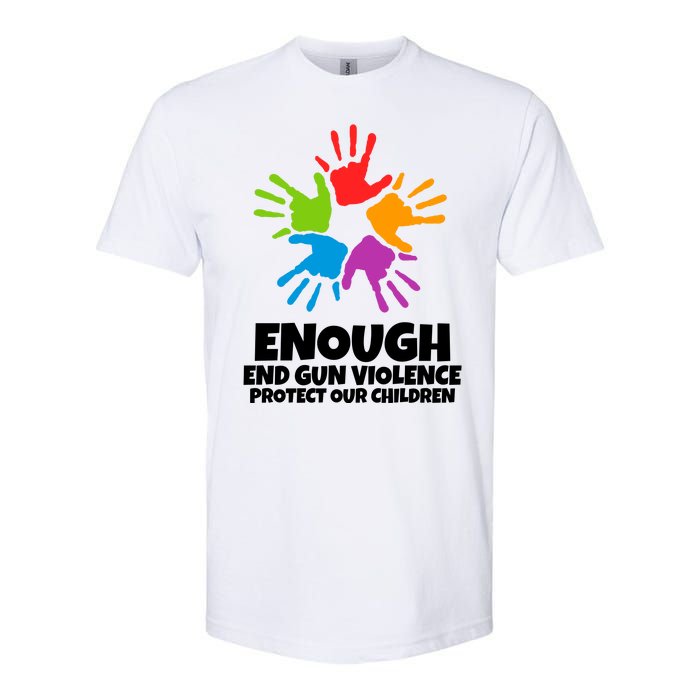 Enough End Gun Violence Protect Our Children Handprint Softstyle CVC T-Shirt