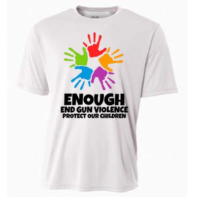 Enough End Gun Violence Protect Our Children Handprint Cooling Performance Crew T-Shirt