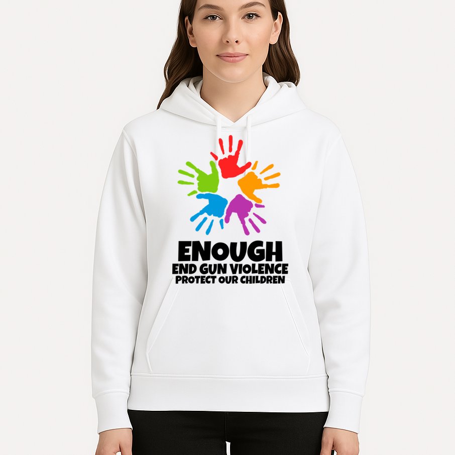 Enough End Gun Violence Protect Our Children Handprint Hoodie
