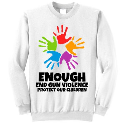 Enough End Gun Violence Protect Our Children Handprint Sweatshirt