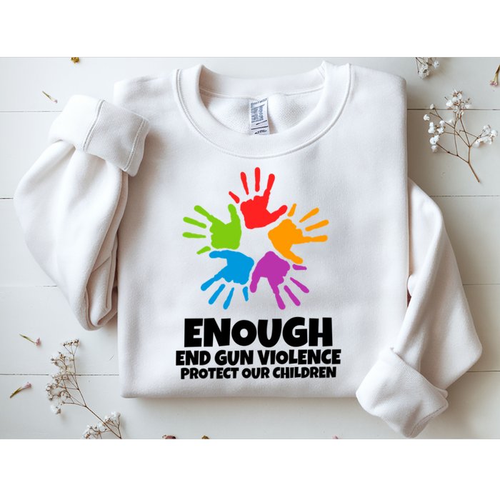 Enough End Gun Violence Protect Our Children Handprint Sweatshirt