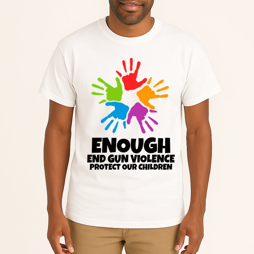 Enough End Gun Violence Protect Our Children Handprint Tall T-Shirt