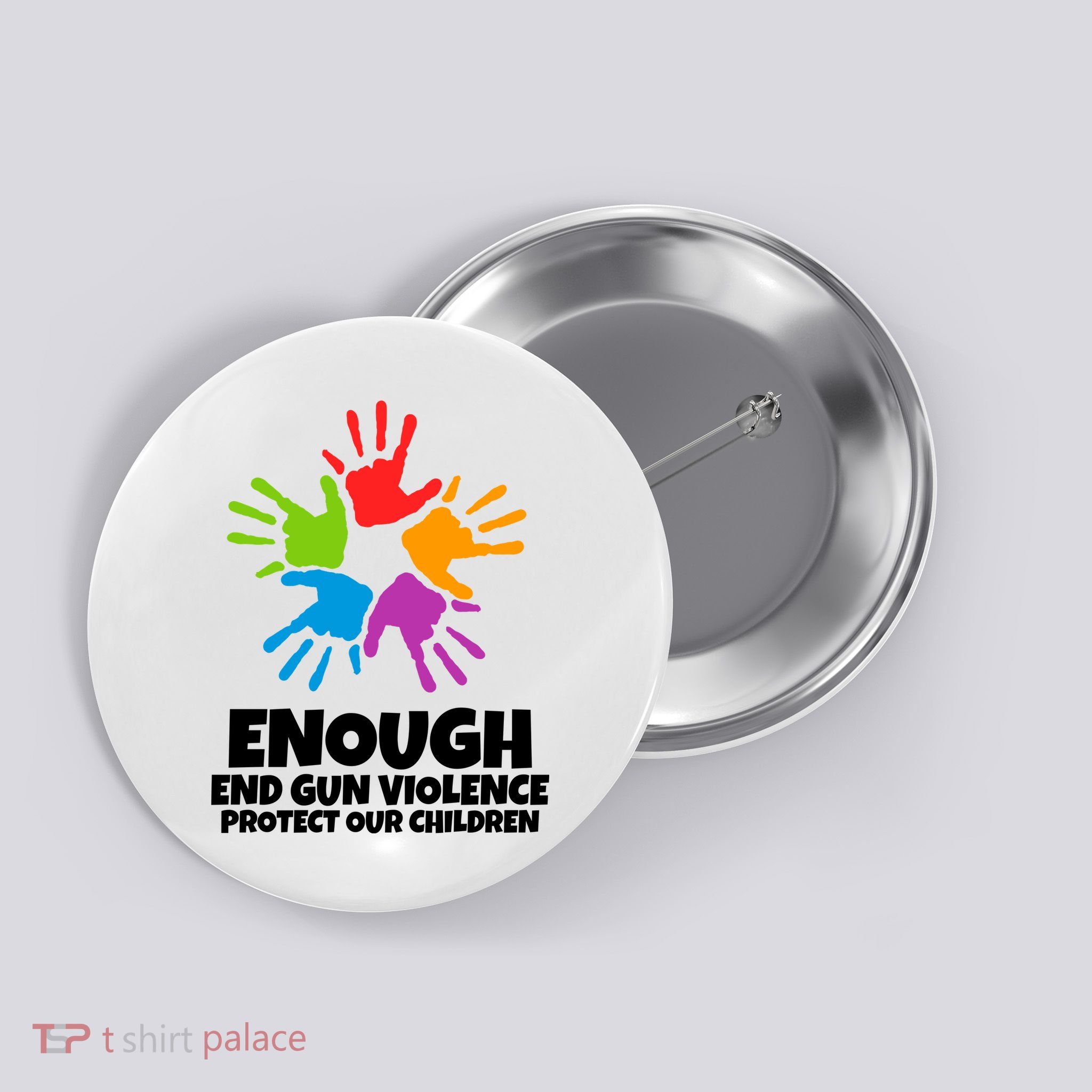 Enough End Gun Violence Protect Our Children Handprint Button