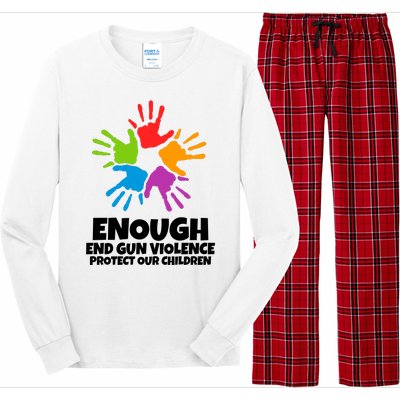 Enough End Gun Violence Protect Our Children Handprint Long Sleeve Pajama Set