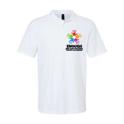 Enough End Gun Violence Protect Our Children Handprint Softstyle Adult Sport Polo