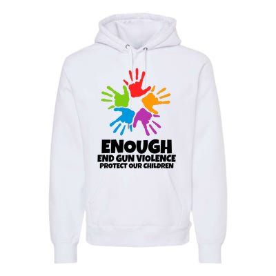 Enough End Gun Violence Protect Our Children Handprint Premium Hoodie