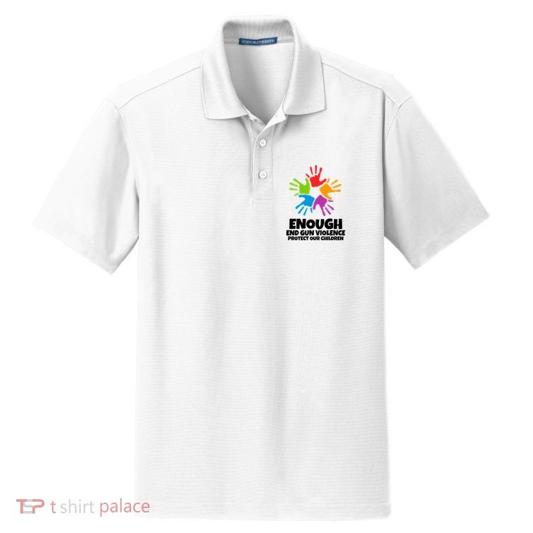 Enough End Gun Violence Protect Our Children Handprint Dry Zone Grid Polo