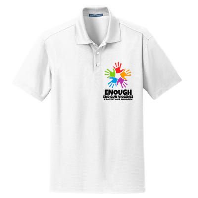 Enough End Gun Violence Protect Our Children Handprint Dry Zone Grid Polo