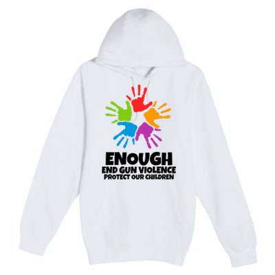 Enough End Gun Violence Protect Our Children Handprint Premium Pullover Hoodie