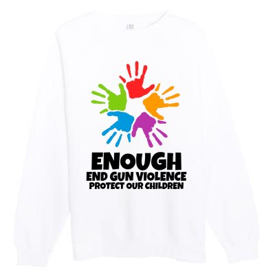 Enough End Gun Violence Protect Our Children Handprint Premium Crewneck Sweatshirt