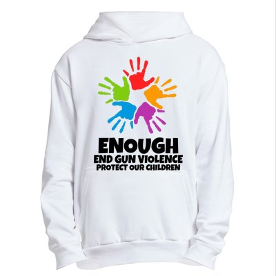 Enough End Gun Violence Protect Our Children Handprint Urban Pullover Hoodie