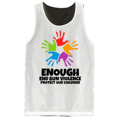 Enough End Gun Violence Protect Our Children Handprint Mesh Reversible Basketball Jersey Tank