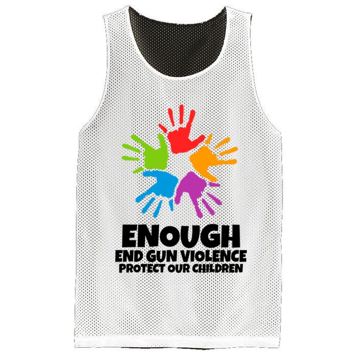 Enough End Gun Violence Protect Our Children Handprint Mesh Reversible Basketball Jersey Tank