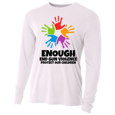 Enough End Gun Violence Protect Our Children Handprint Cooling Performance Long Sleeve Crew