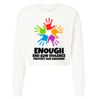 Enough End Gun Violence Protect Our Children Handprint Cropped Pullover Crew