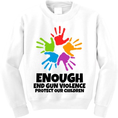 Enough End Gun Violence Protect Our Children Handprint Kids Sweatshirt
